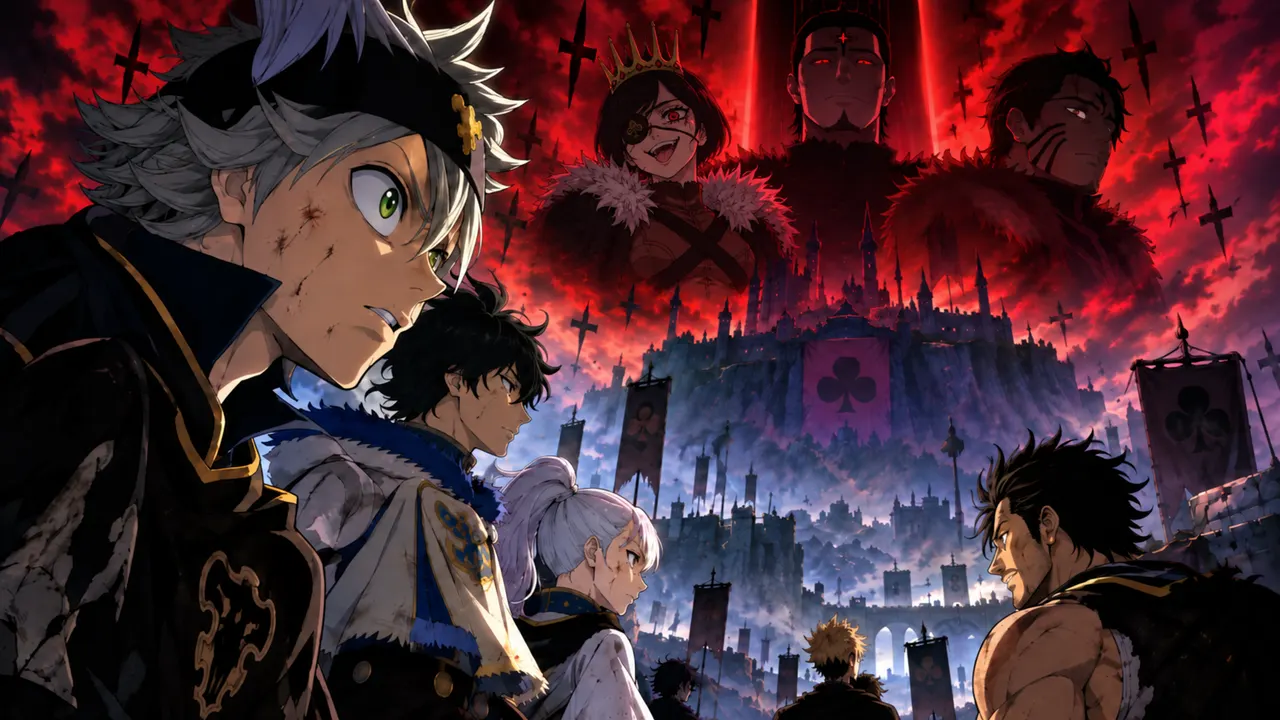 Asta, Yuno, Noelle e personagens de Black Clover antes da nova temporada do anime