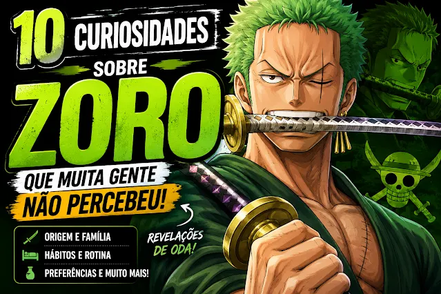 Roronoa Zoro com suas três espadas representando curiosidades sobre o personagem de One Piece