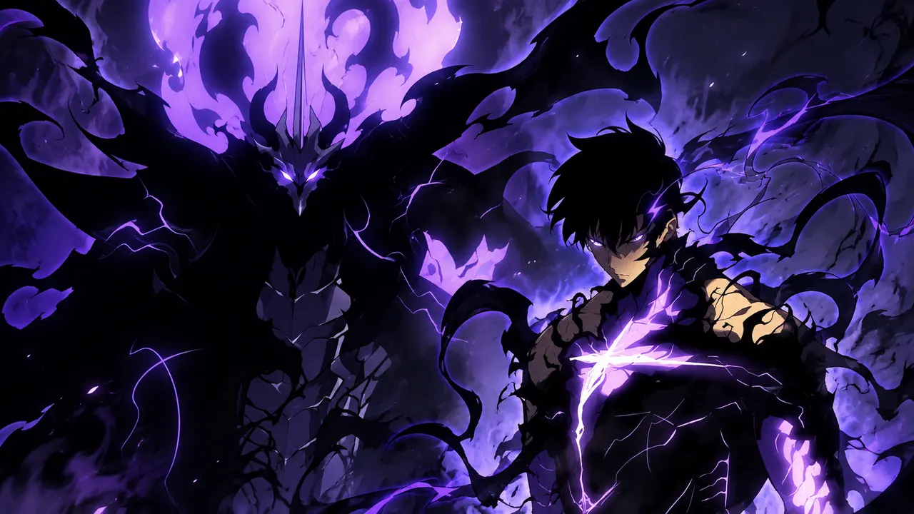 Ashborn e Sung Jin-Woo em Solo Leveling
