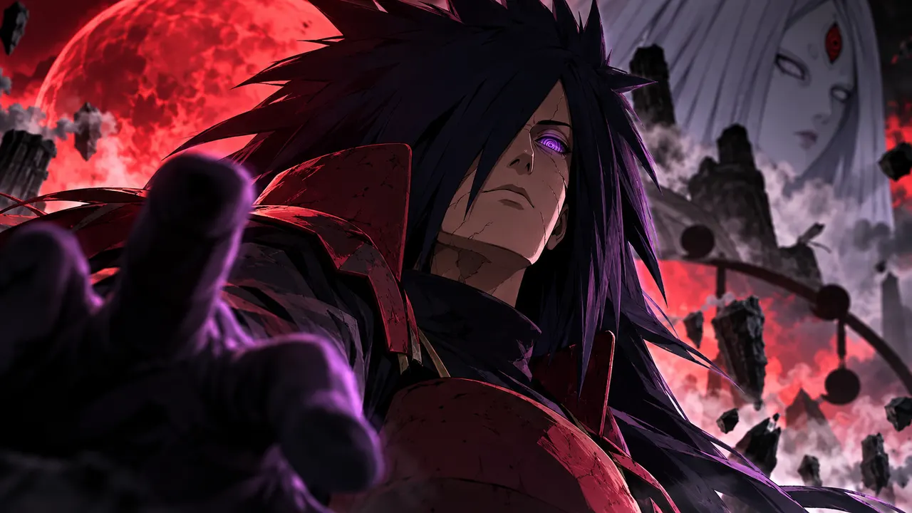 Madara Uchiha em sua forma de jinchuuriki do Dez-Caudas durante a Quarta Guerra Ninja em Naruto Shippuden