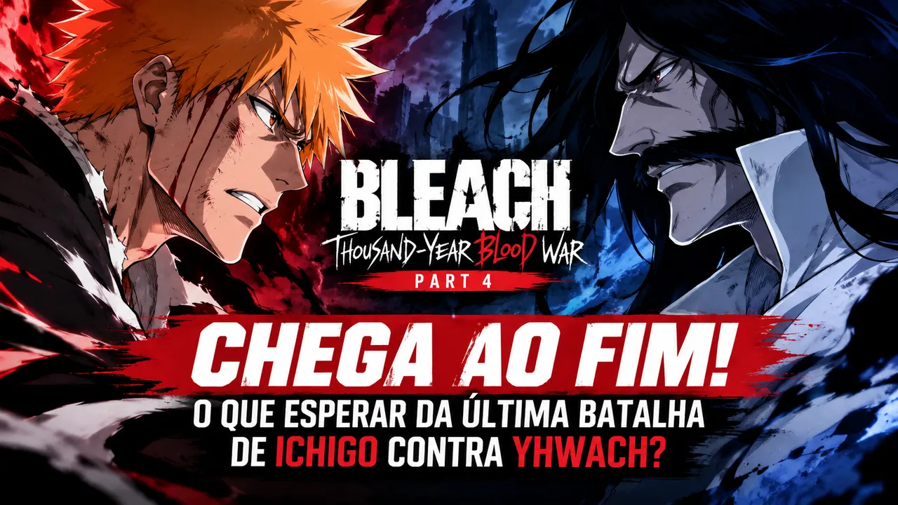 Ichigo Kurosaki enfrenta Yhwach na batalha final de Bleach: Thousand-Year Blood War, que chega ao episódio 50 em outubro de 2026.Ichigo Kurosaki enfrenta Yhwach na batalha final de Bleach: Thousand-Year Blood War, que chega ao episódio 50 em outubro de 2026.